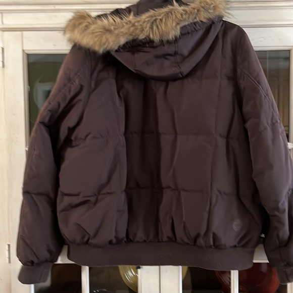 Good used condition! ZEROXSUR BOARDING COMPANY DOWN PUFFER COAT BROWN SIZE 1X - Picture 2 of 7